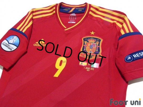 Photo3: Spain 2012 Home Techfit Shirt #9 Torres UEFA Euro 2008 Champions Patch (3)
