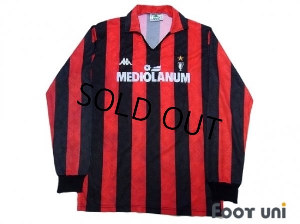 Photo1: AC Milan 1989-1990 Home Long Sleeve Shirt (1)