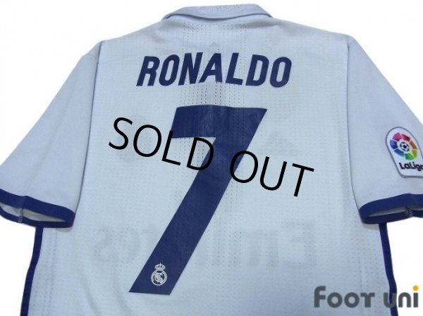 Photo3: Real Madrid Authentic 2016-2017 Home Shirt #7 Ronaldo LFP Patch/Badge (3)