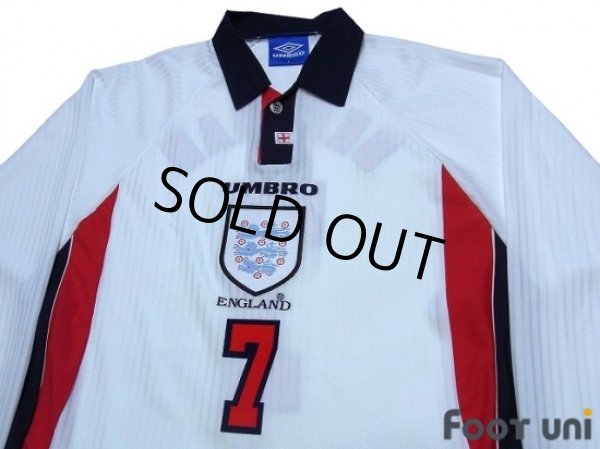 Photo3: England 1998 Home Long Sleeve Shirt #7 Beckham (3)