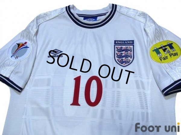 Photo3: England Euro 2000 Home Shirt #10 Owen UEFA Euro 2000 Patch/Badge UEFA Fair Play Patch/Badge (3)