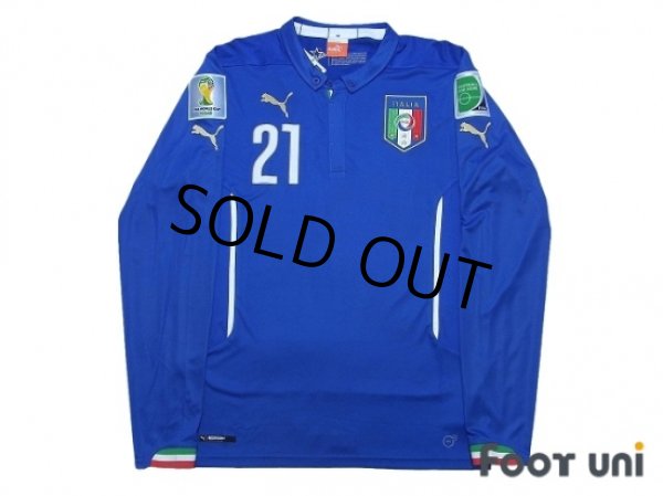 Photo1: Italy 2014 Home Long Sleeve Shirt #21 Pirlo w/tags (1)