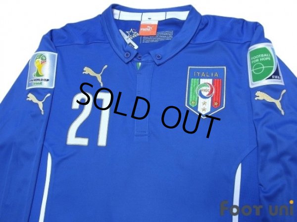 Photo3: Italy 2014 Home Long Sleeve Shirt #21 Pirlo w/tags (3)