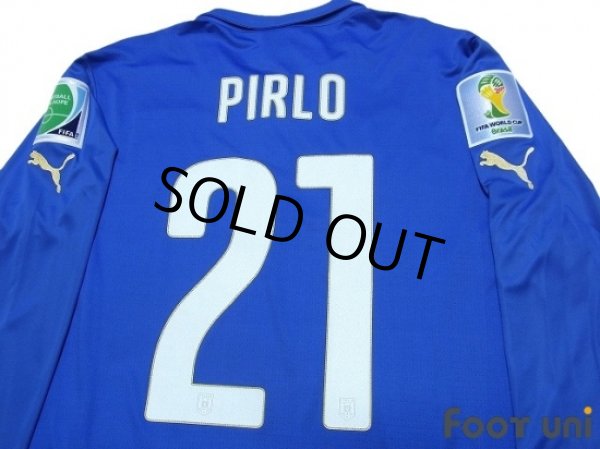 Photo4: Italy 2014 Home Long Sleeve Shirt #21 Pirlo w/tags (4)