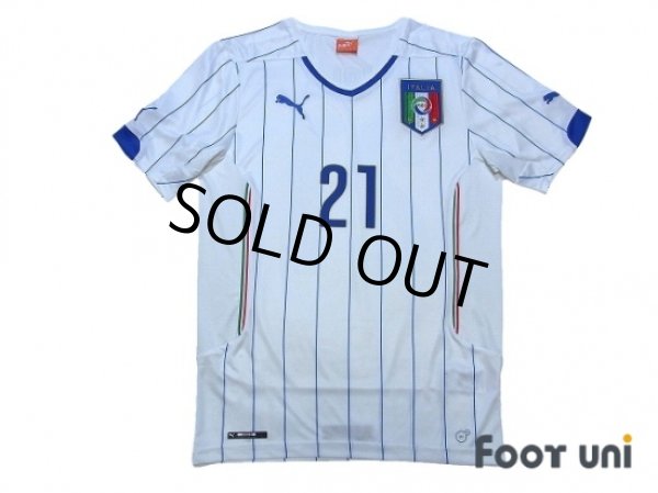 Photo1: Italy 2014 Away Shirt #21 Pirlo (1)