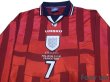 Photo3: England 1998 Away Long Sleeve Shirt #7 Beckham (3)