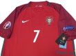 Photo3: Portugal Euro 2016 Home Shirt #7 Ronaldo UEFA Euro 2016 Patch/Badge Respect Patch/Badge w/tags (3)
