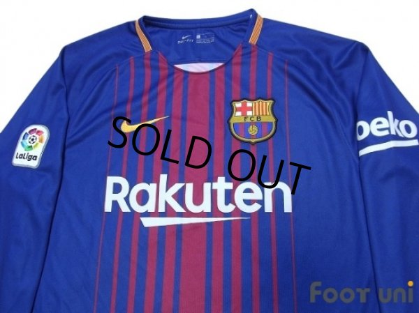 Photo3: FC Barcelona 2017-2018 Home Long Sleeve Shirt La Liga Patch/Badge (3)