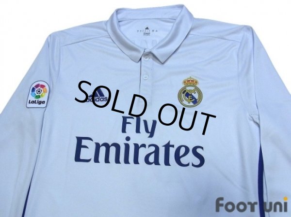 Photo4: Real Madrid 2016-2017 Home Long Sleeve Shirt and Shorts Set #7 Ronaldo LFP Patch/Badge (4)