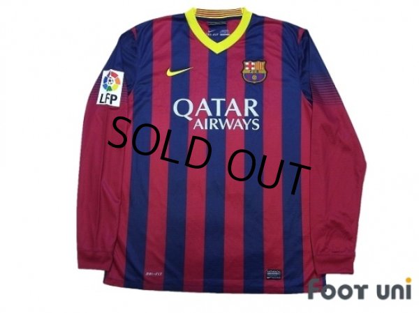 Photo2: FC Barcelona 2013-2014 Home Long Sleeve Shirt and Shorts Set #3 pique LFP Patch/Badge (2)