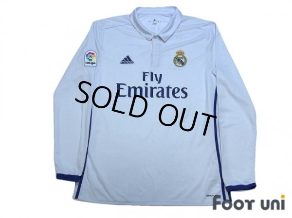Photo2: Real Madrid 2016-2017 Home Long Sleeve Shirt and Shorts Set #7 Ronaldo LFP Patch/Badge (2)