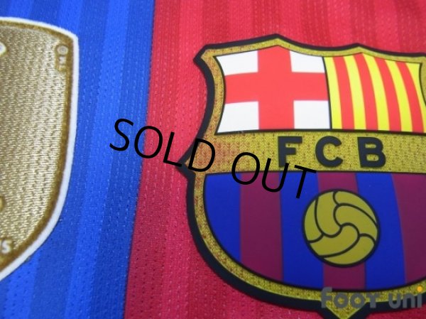 Photo6: FC Barcelona 2016-2017 Home Authentic Shirt and Shorts Set #10 Messi La Liga Patch/Badge (6)