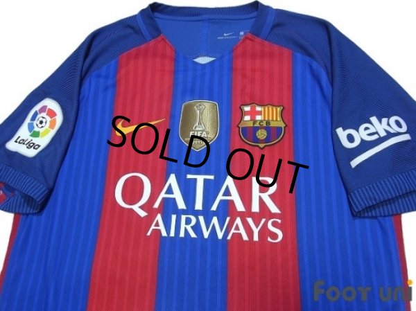 Photo3: FC Barcelona 2016-2017 Home Authentic Shirt and Shorts Set #10 Messi La Liga Patch/Badge (3)