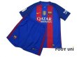 Photo1: FC Barcelona 2016-2017 Home Authentic Shirt and Shorts Set #10 Messi La Liga Patch/Badge (1)