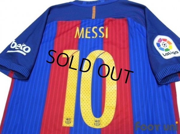 Photo4: FC Barcelona 2016-2017 Home Authentic Shirt and Shorts Set #10 Messi La Liga Patch/Badge (4)