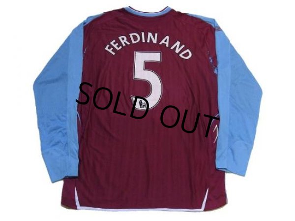 Photo2: West Ham Utd 2007-2008 Home Long Sleeve Shirt #5 Ferdinand (2)