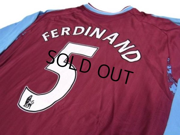 Photo3: West Ham Utd 2007-2008 Home Long Sleeve Shirt #5 Ferdinand (3)