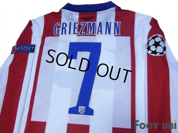 Photo4: Atletico Madrid 2014-2015 Home Authentic Long Sleeve Shirt #7 Griezmann (4)