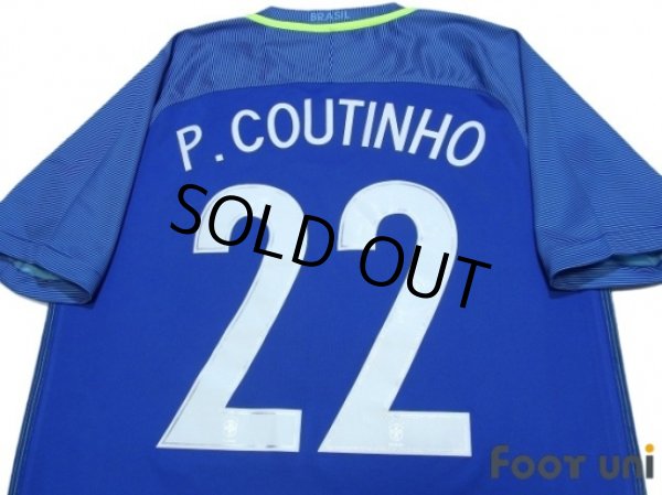 Photo4: Brazil 2016 Away Shirt #22 Philippe Coutinho (4)