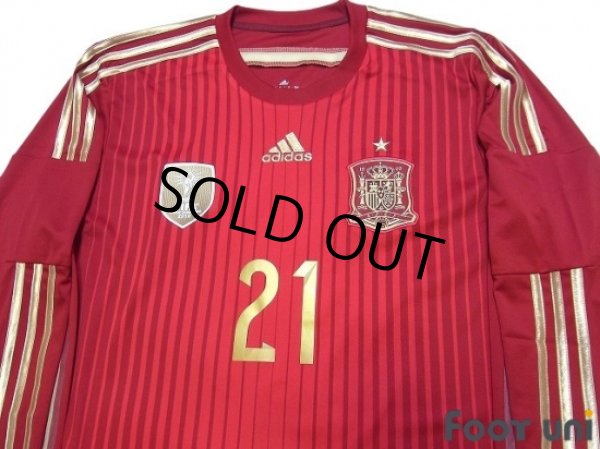 Photo3: Spain 2014 Home Long Sleeve Shirt #21 Silva FIFA World Champions 2010 Patch/Badge (3)