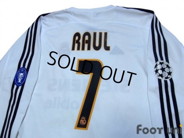 Photo4: Real Madrid 2003-2004 Home Long Sleeve Shirt #7 Raul Champions League Patch/Badge UEFA Champions League Trophy Patch/Badge - 9 (4)