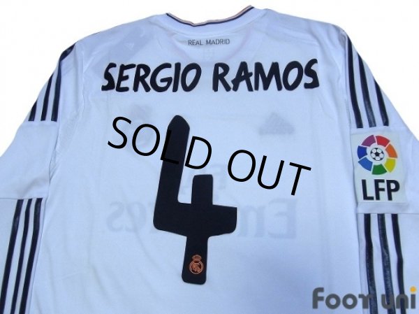 Photo4: Real Madrid 2013-2014 Home Long Sleeve Shirt #4 Sergio Ramos w/tags LFP Patch/Badge (4)