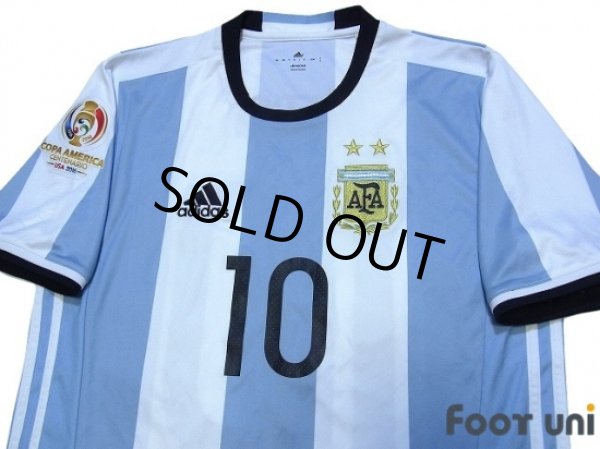 Photo3: Argentina 2016 Home Shirt and Shorts Set #10 Messi Copa America Centenario USA2016 Patch/Badge (3)