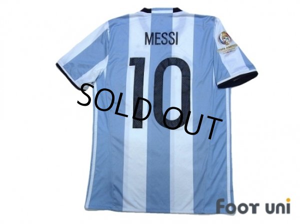 Photo2: Argentina 2016 Home Shirt and Shorts Set #10 Messi Copa America Centenario USA2016 Patch/Badge (2)