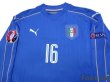 Photo3: Italy 2016 Home Long Sleeve Shirt #16 De Rossi UEFA Euro 2016 Patch/Badge Respect Patch/Badge w/tags (3)