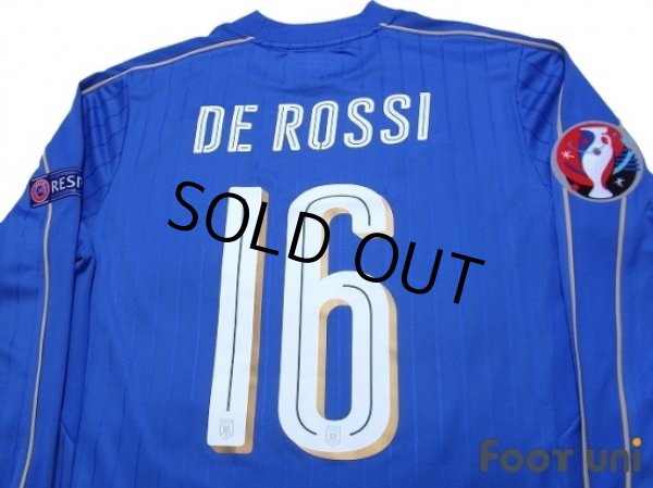 Photo4: Italy 2016 Home Long Sleeve Shirt #16 De Rossi UEFA Euro 2016 Patch/Badge Respect Patch/Badge w/tags (4)