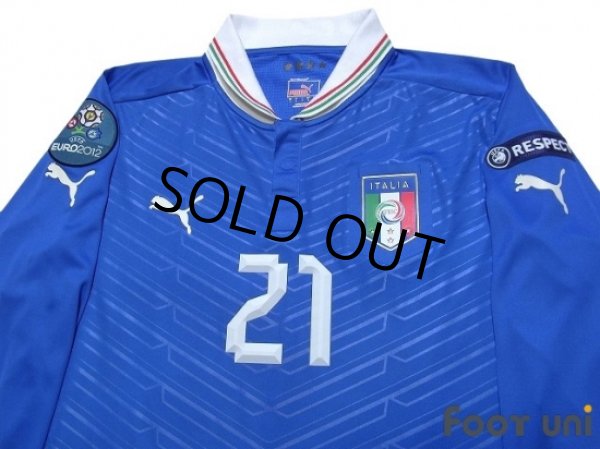 Photo3: Italy 2012 Home Long Sleeve Shirt #21 Pirlo UEFA Euro 2012 Patch/Badge Respect Patch/Badge w/tags (3)