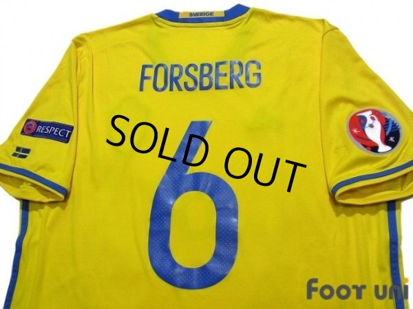 Photo4: Sweden Euro 2016 Home Shirt #6 Forsberg UEFA Euro 2016 Patch/Badge Respect Patch/Badge (4)