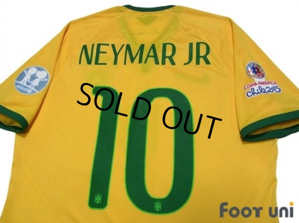 Photo4: Brazil 2015 Home Authentic Shirt #10 Neymar Jr Copa America Chile 2015 Patch/Badge (4)