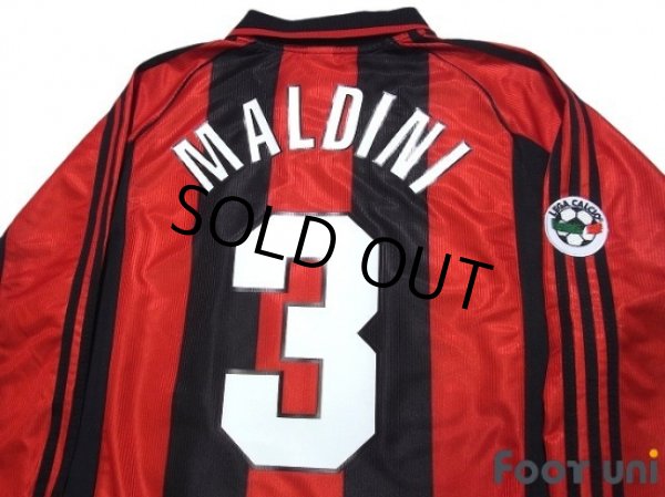 Photo4: AC Milan 1998-1999 Home Long Sleeve Shirt #3 Maldini Lega Calcio Patch/Badge (4)