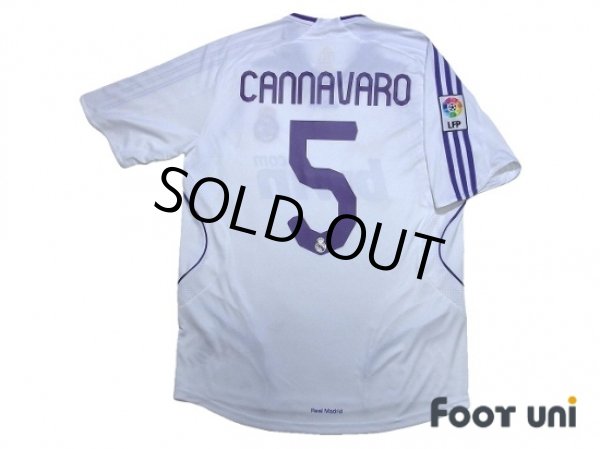 Photo2: Real Madrid 2007-2008 Home Shirt #5 Cannavaro LFP Patch/Badg (2)