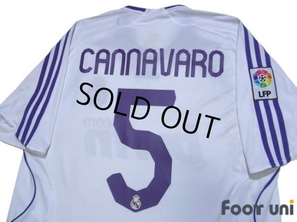Photo4: Real Madrid 2007-2008 Home Shirt #5 Cannavaro LFP Patch/Badg (4)