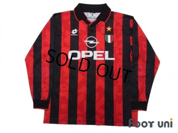 Photo1: AC Milan 1994-1995 Home Long Sleeve Shirt #10 Scudetto Patch/Badge (1)