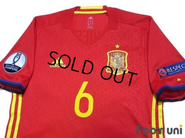 Photo3: Spain 2016 Home Authentic Shirt #6 A.Iniesta UEFA Euro 2012 Champions Patch/Badge Respect Patch/Badge w/tags (3)