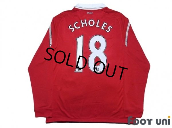 Photo2: Manchester United 2010-2011 Home Long Sleeve Shirt #18 Scholes (2)