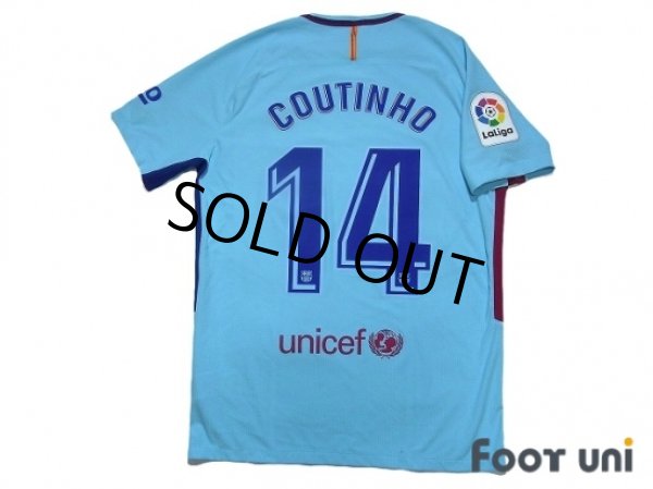Photo3: FC Barcelona 2017-2018 Away Authentic Shirts and shorts Set #14 Coutinho La Liga Patch/Badge (3)