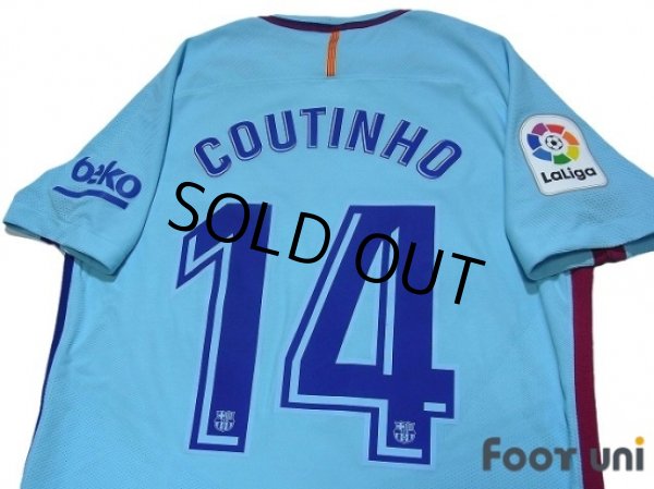 Photo5: FC Barcelona 2017-2018 Away Authentic Shirts and shorts Set #14 Coutinho La Liga Patch/Badge (5)