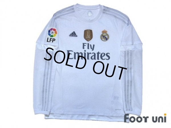 Photo1: Real Madrid 2015-2016 Home Long Sleeve Shirt #4 Sergio Ramos LFP Patch/Badge (1)