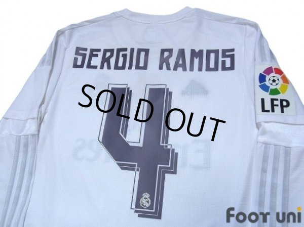 Photo4: Real Madrid 2015-2016 Home Long Sleeve Shirt #4 Sergio Ramos LFP Patch/Badge (4)