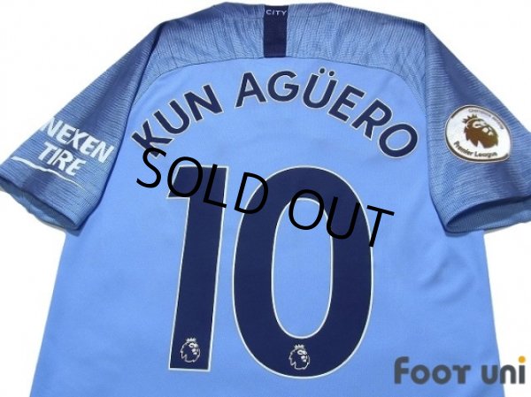 Photo4: Manchester City 2018-2019 Home Shirt #10 Kun Aguero Premier League Patch/Badge (4)