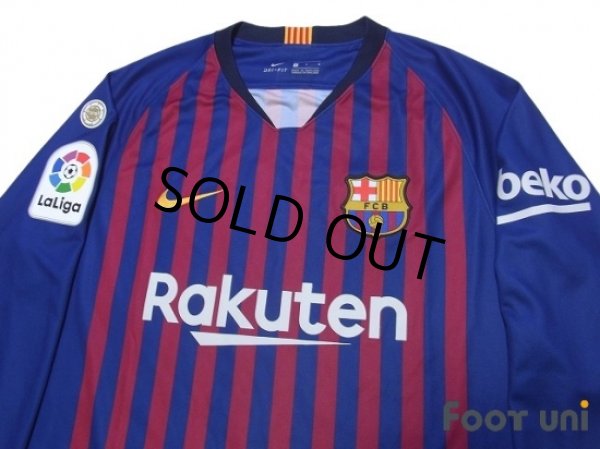 Photo3: FC Barcelona 2018-2019 Home Long Sleeve Shirt #10 Messi (3)