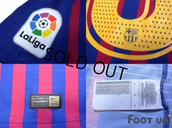 Photo7: FC Barcelona 2018-2019 Home Authentic Shirts and shorts Set #8 Andrés Iniesta (7)