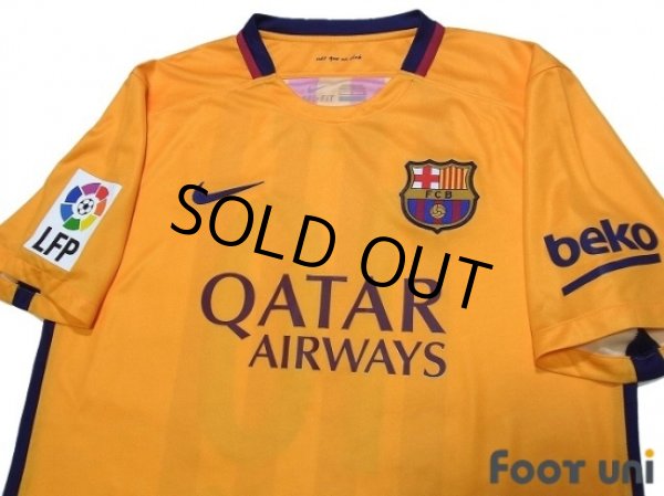Photo3: FC Barcelona 2015-2016 Away Shirts and shorts Set #10 Messi LFP Patch/Badge (3)