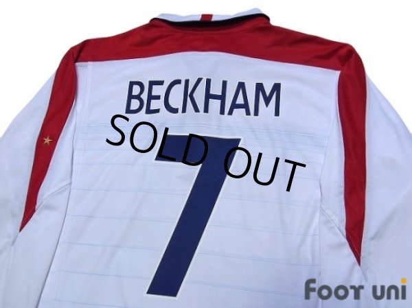 Photo4: England Euro 2004 Home Long Sleeve Shirt #7 Beckham (4)