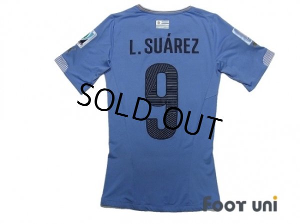 Photo2: Uruguay 2014 Home Authentic Shirts and shorts Set #9 L.Suarez (2)