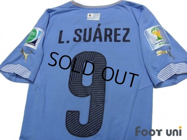 Photo4: Uruguay 2014 Home Authentic Shirts and shorts Set #9 L.Suarez (4)